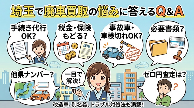 埼玉で廃車買取の悩みに答えるQ&A